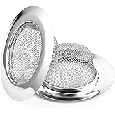 2 PCS Stainless Steel Sink Strainer 4.5" Diameter, Mesh Metal Drain Strainer, Fine Mesh Kitchen Sink Strainer, Hair Basket Drain - Fits Most Kitchen Sink, Bathroom Bathtub, Shower Drains