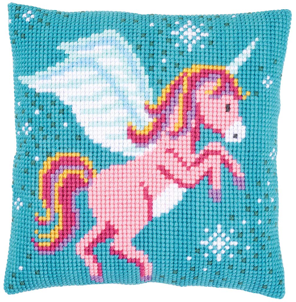 Vervaco Cross Stitch Cushion Kit Unicorn, Cotton, Multi-Color, 40 x 40 x 0,3 cm