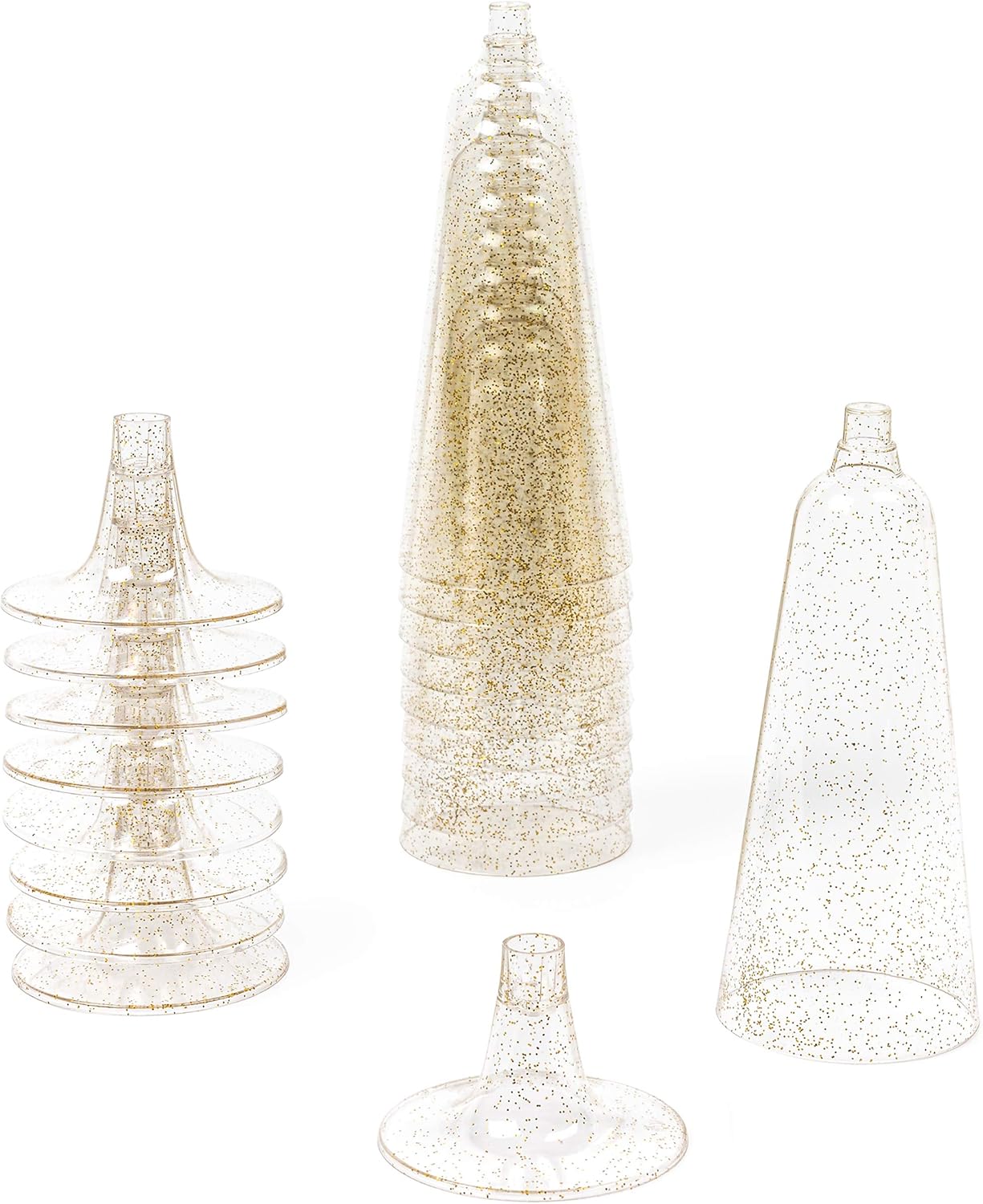 MATANA 50 Premium Plastic Champagne Flutes with Gold Glitter, 150ml / 5oz, Reusable Prosecco Glasses, Champagne Glasses - Image 5