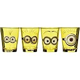Silver Buffalo DM031SG2 Despicable Me 4-Piece Colored Mini Glass Set, Yellow