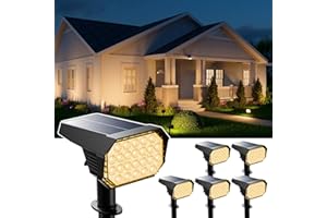 GVSHINE 6 Pack Solar Powered Outdoor Spot Lights Outside Landscape Waterproof 24 LEDs Spotlights Dusk to Dawn for House Yard Tree, Backyard, Path, Garden, Statues, 3 Modes Accent Lighting (Warm White)