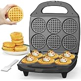 Baker's Friend Multi Mini Waffle Maker Machine, 6 x 3'' Small Waffle Iron, Perfect for Families and Individuals Use, Excellent Choice for Breakfast Brunch Parties &amp; Events, Graphite