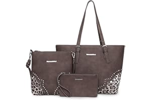 Montana West Purses for Women Tote Bag 3Pcs Set Leopard Print Satchel Handbags