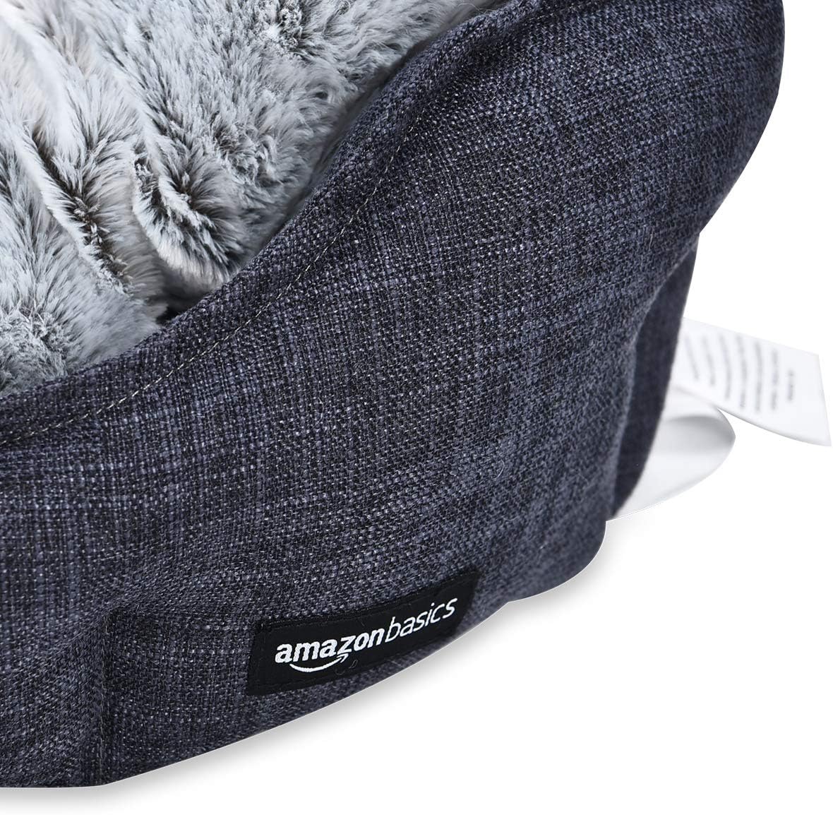 Basics Cuddler Bolster Round Pet Bed, Small (19 x 15 Inches), Grey : Pet Supplies