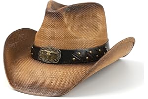 WOOH Straw Cowboy Hats for Women and Men,Western Brown Cowgirl Hat for Rodeo,Country Concert and Cowboy Outfits