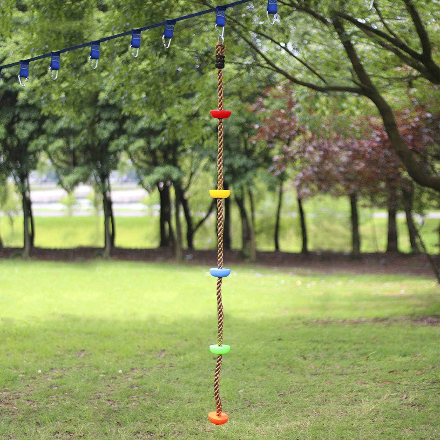 Rainbow Craft Colorful Climbing Rope - 6.5ft with 5 Knotted Foot - Kids Ninja Rope for Ninja Slackline Obstacle Course Accessories Kids Swing Set Backyard Play: Toys & Games