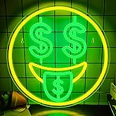 Dollar LED Neon Signs, Cash Dollar Face Neon Sign for Wall Decor, Dollar Face Neon Light Bedroom Man Cave Game Room, USB Adjustable Brightness Dollar Emoticon Neon Lights for Bar Pub Cafe Party Decor