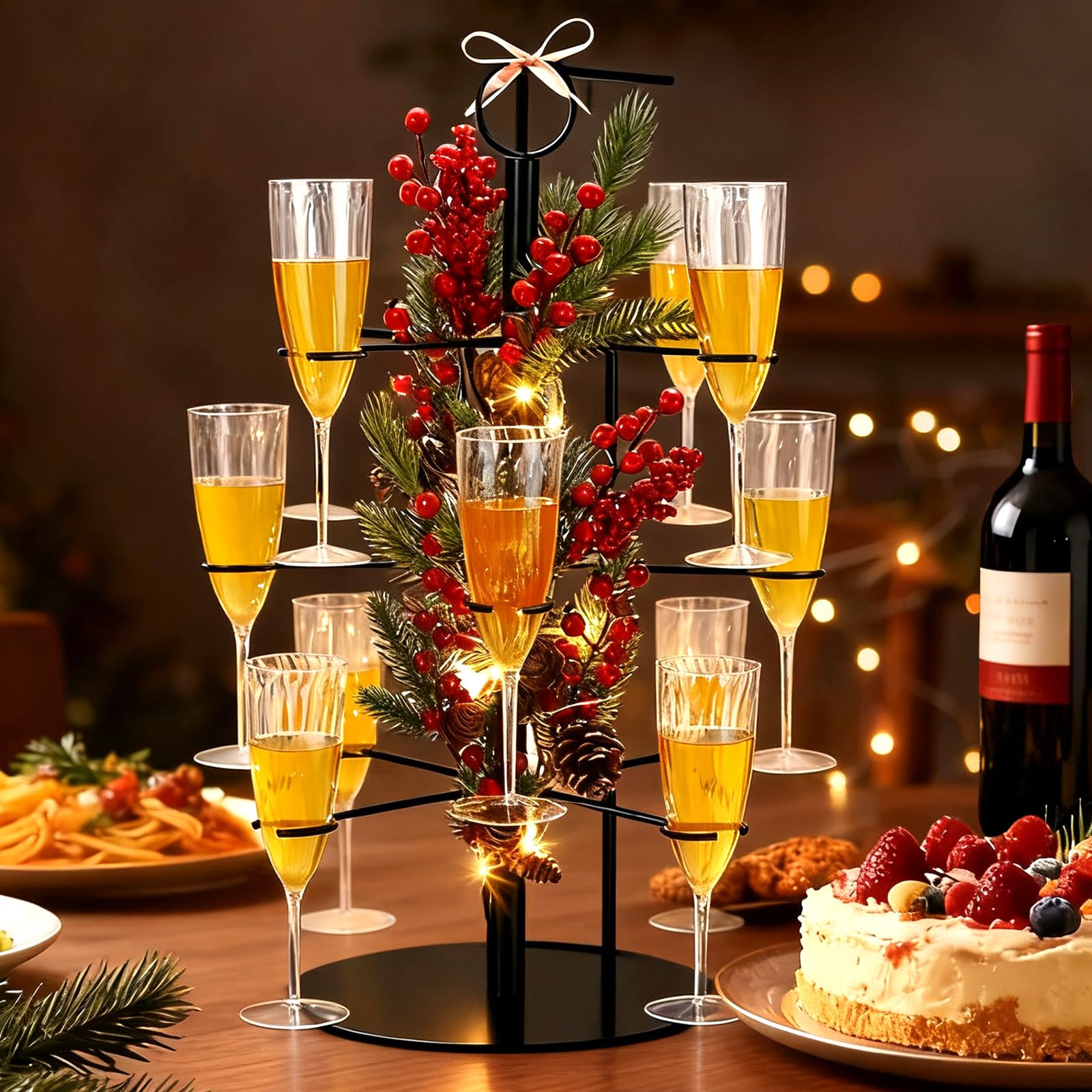 Photo 1 of *USED*
Acellegic 3 Tiers Christmas Black Cocktail Tree Stand with 12 Holders 12 Pcs 10 oz Wine Glass Tree Drink Holder Display Tower with Light Pinecone Branch for Party Champagne Bar Bridal Shower Wedding