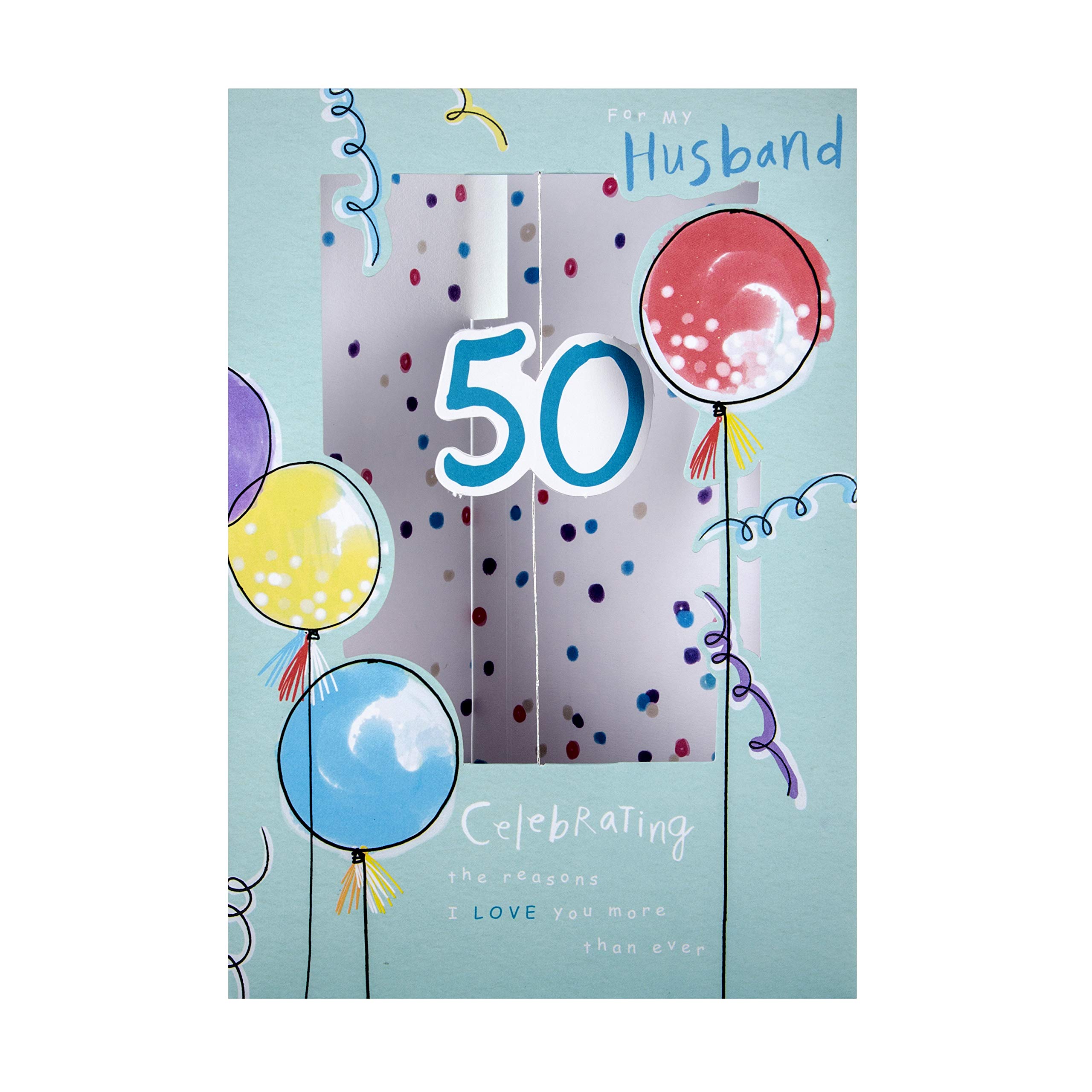 50th Birthday Card for Husband from Hallmark - Die-Cut 3D Design