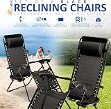 SUNMER Sun Lounger Garden Chairs Set of 2 Zero Gravity Chairs with Cup Holder view 4