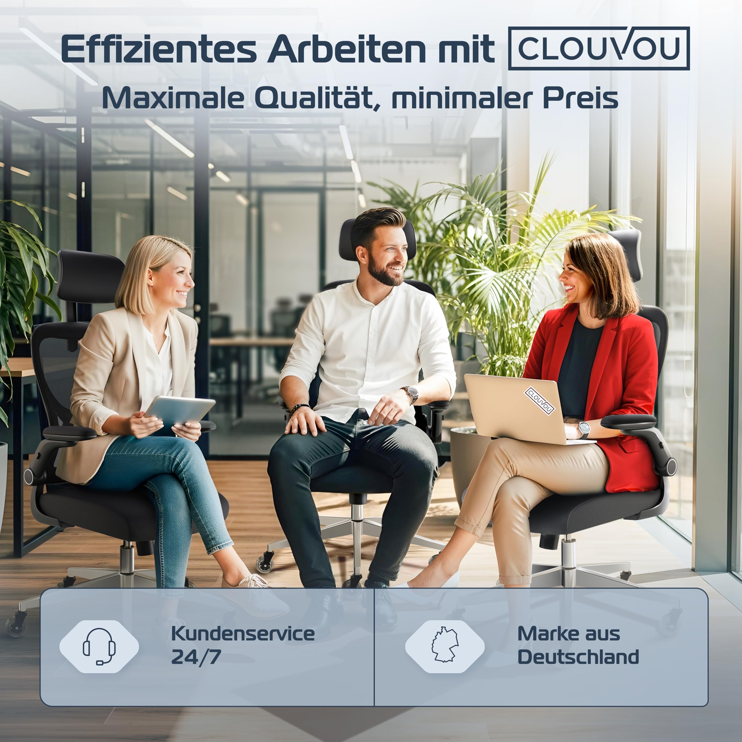 CLOUVOU SmartSeat Bürostuhl Ergonomisch [TESTSIEGER] Schreibtischstuhl 100% individuell einstellbar | Büro Stuhl & Gaming Stuhl | Computerstuhl Home Office Chair Ergonomic | Drehstuhl 150 kg 9