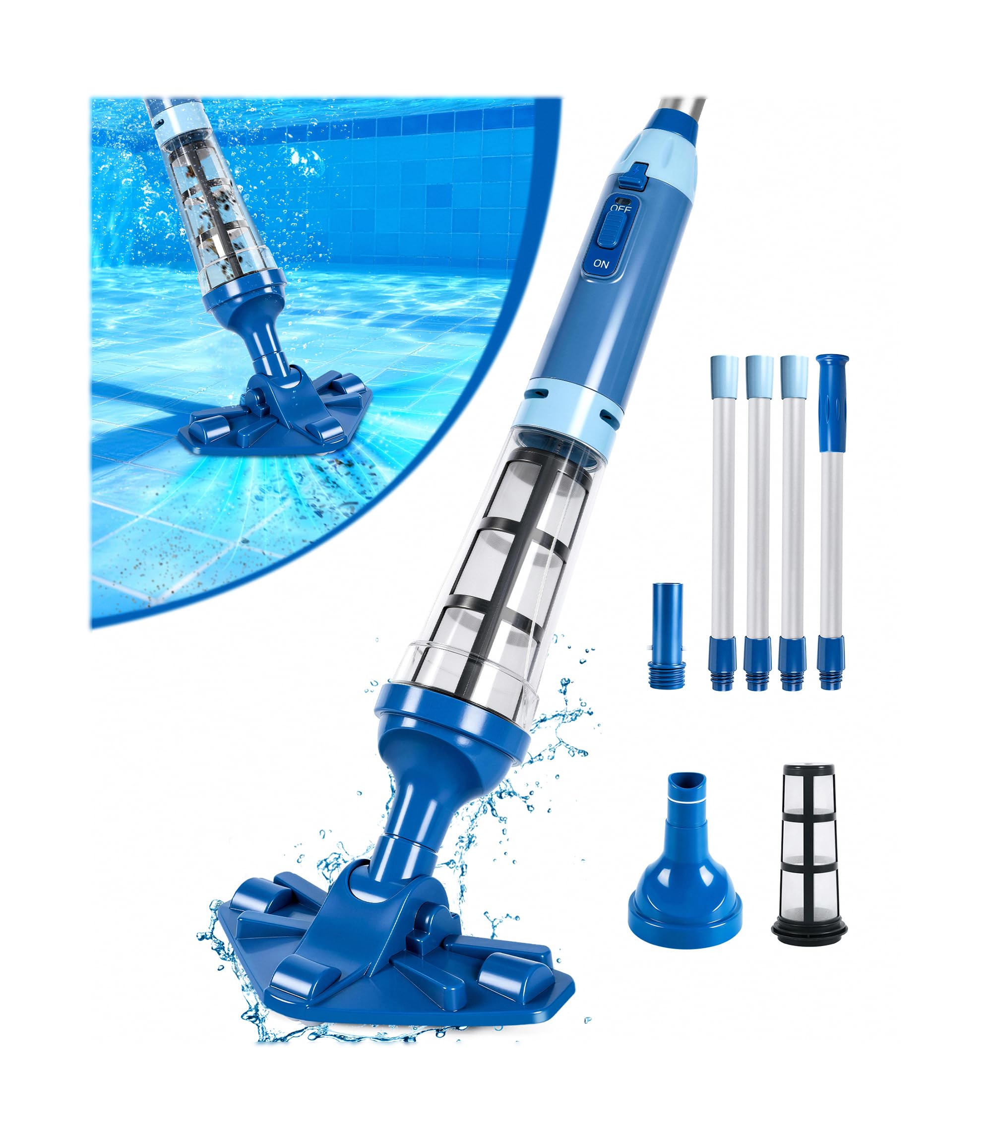 Photo 1 of LanOcean 2026 Upgraded Powerful Hot Tub Vacuum Cordless, 15.8 Gals/Min Spa Vacuum for Hot Tub, Handheld Pool Vacuum Cleaner with Water Sensor, Small Pool Vacuum Rechargeable -90 Mins Running Time-Blue