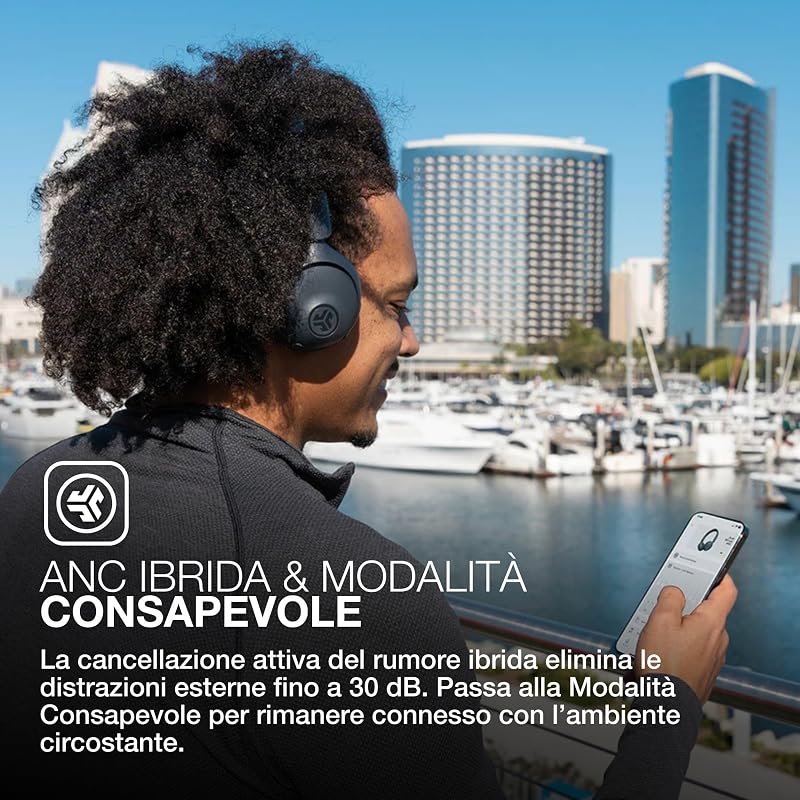 Go Lux ANC Cuffie Wireless On Ear Cancellazione Rumore, Grafite