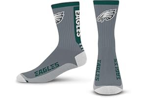 FOR BARE FEET FBF - NFL Adult Team Logo Cool Grey Crew Dress Socks Footwear For Men And Women Game Day Apparel Size Large 10-13 - Philadelphia Eagles