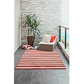 Liora Manne 4313/24 Visions II Painted Stripes Warm Indoor/Outdoor Rug, 3'6" X 5'6", Red and Orange