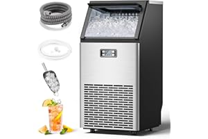 COWSAR Commercial Ice Maker Machine 100Lbs/24H, Stainless Steel Undercounter Ice Maker with 33Lbs Storage Capacity, Self-Cleaning Freestanding Ice Machine for Home, Bar, Restaurant, Office, Outdoor