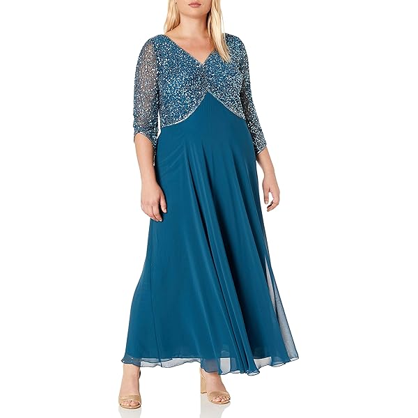 Amazon.com: J Kara Women's Petite Cap V-Neck Beaded Dress -Blush/Mercury,  6P : Clothing, Shoes & Jewelry