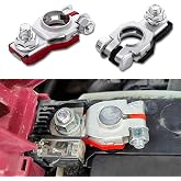 HEVLE 2PCS Battery Terminal Connector, Silver | Positive &amp; Negative, Auto Battery Cable Terminal Top Post, Plastic Bottoms, Compatible with Most Cars