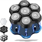 Magnetic Head Shaver Replacement Heads 7 Double Ring Waterproof Rotary Razor Blades for Bald Men Compatible with freebird wyklaus shpavver & Other Brands(blackm7)