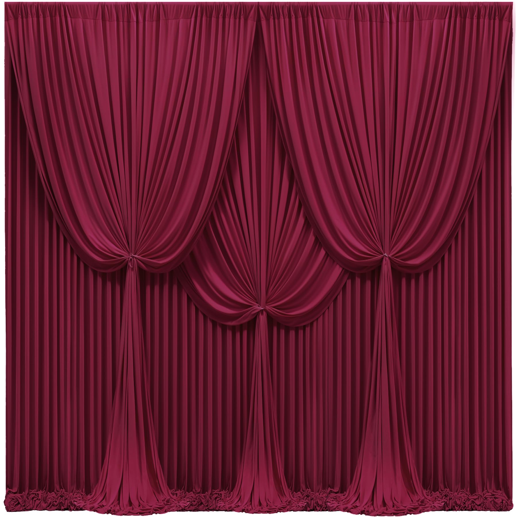 Photo 1 of 24x10FT Burgundy Backdrop Curtains for Wedding Parties, Wrinkle Free Polyester Photography Backdrop Drapes for Wedding Baby Shower Birthday Parties Stage Background Stand Decorations 4x10ft,6 Panels