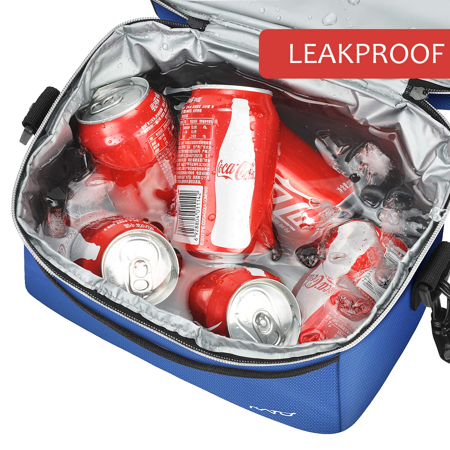 Kato Insulated Lunch Bag, Leakproof Bento Cooler Tote Lunch Box for Men and Women, Dual Compartment with Shoulder Strap, Blue