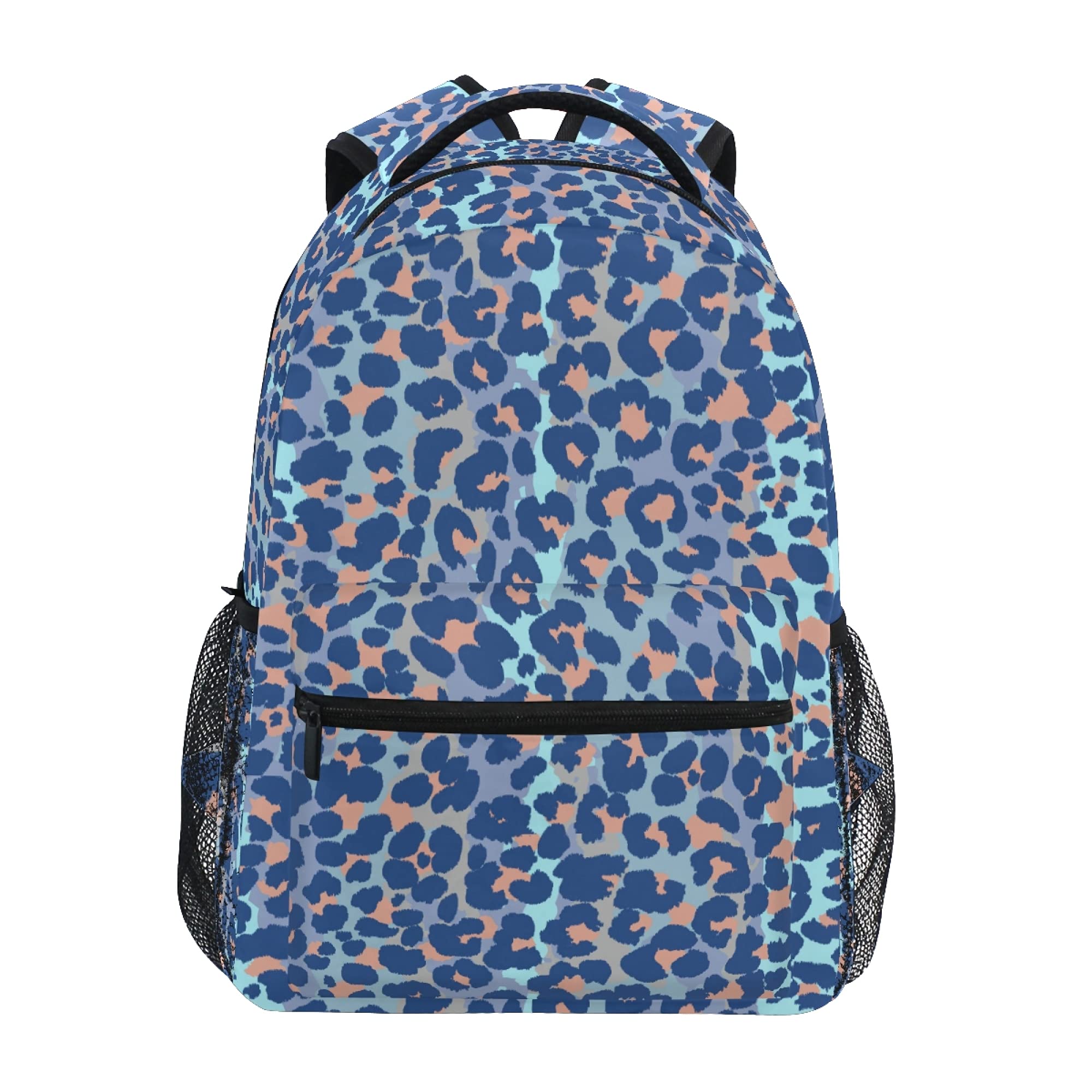 Children's Backpack, Schoolbag Bule Leopard Print Large Capacity Students Bookbag Rucksack Knapsack for Boys Girls Adults Teen
