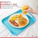 DIVCHI 2-Pack Serving Tray Set Non-Slip with Handles 40.5 x 28.5 cm Blue/White view 4