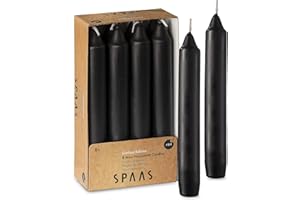 TRIBELLO Straight Black Candlesticks - Pack of 8 6" Coated Black Candles - 5 Hour Long Burning Unscented Candles for Halloween, Chime, Wedding, and Home Decoration