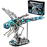 Loyratche Mechanical Dragonfly Building Blocks for Adults, Insect Animal World Model with LED Light & Display Stand, Educatio