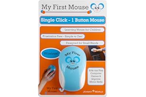 Johnny World My First Wireless Mouse - Single Click, One Button, Designed for Small Hands and Early Learners. Perfect for Educational Computer Games
