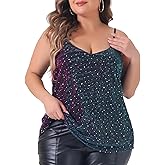Agnes Orinda Plus Size Sequin Sparkle Glitter Cami for Women Sleeveless Gradient Party Camisole Tank Top
