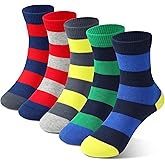 COTTON DAY Kids Boys Crew Dress Socks Bright Colorful Stripes Design