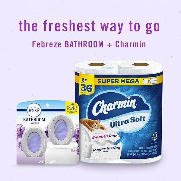 FEBREZE SMALL SPACES AIR FRESHENER, ODOR-FIGHTING, PLUG-IN ALTERNATIVE, AIR FRESHENERS FOR HOME AND BATHROOM AND KITCHEN, CLOSET AIR FRESHENERS, LIGHT LAVENDER SCENT, 2 COUNT