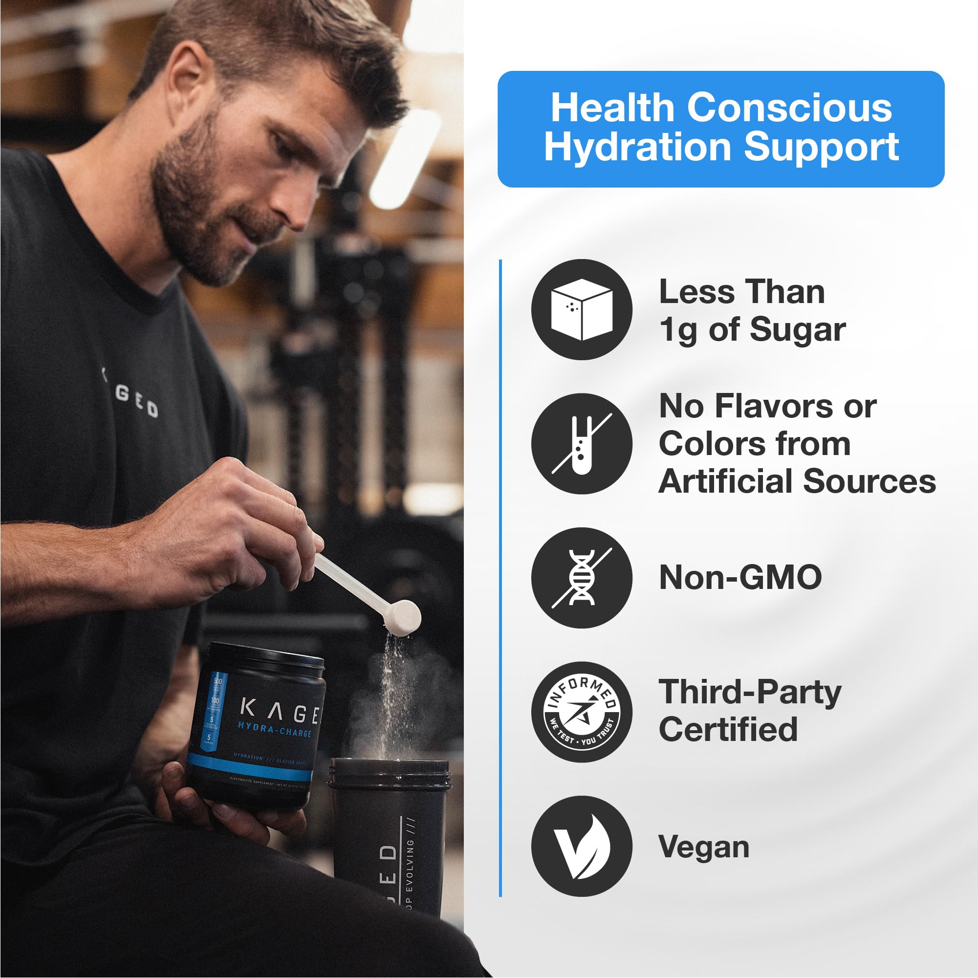 Kaged Electrolyte Hydration Powder | Fruit Punch | Sports Drink for Men and Women | Pre, Post, Intra Workout Supplement | 60 Servings