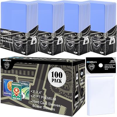 Mlikero 200 Card Sleeves 3x4 Inch Hard Plastic + 100 Clear for MTG Sports