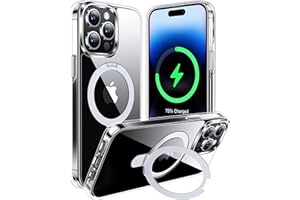 CASEKOO for iPhone 13 Pro Case Clear with Invisible Magnetic Stand, Compatible with MagSafe, Non-Yellowing, Military Drop Protection, Slim Ring Holder for Women Men 13 Pro Case, Clear