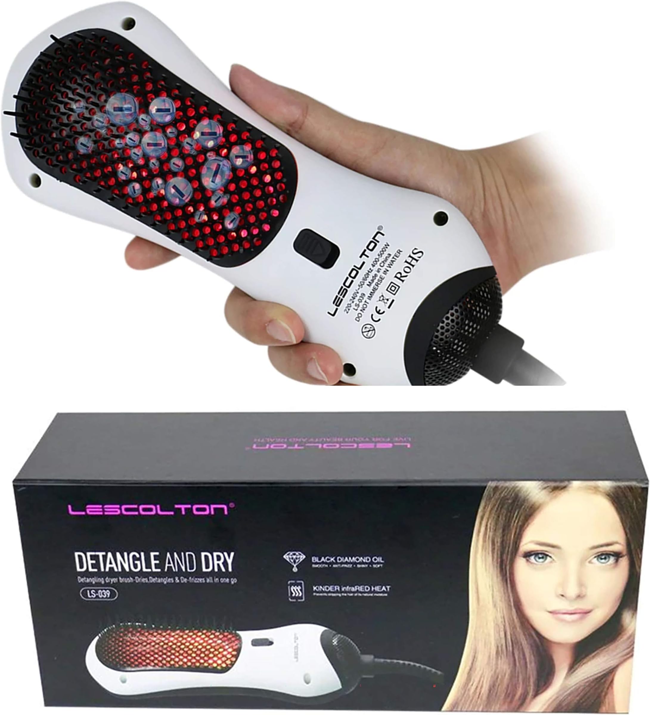 Detangling Hair Dryer Brush Infrared Hair Blower Comb Hair Styling Tools Dryer & Styler Hot Air Brush