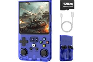 WDYQJE R36MAX Retro Handheld Game Console, 4.0 Inch IPS Screen Retro Gaming Console,Linux System, 4000mAh Battery Portable Pocket Mini Arcade, Built-in 128G,Lndigo Blue