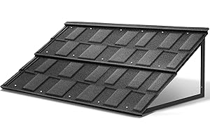 Drizzlen Metal Awnings 52 in W x 31 in H, Triangular Frame, High-end Color Stone Tile Metal Awnings, Waterproof and Rustproof, Suitable for Entry Doors, Windows, Balconies, Etc