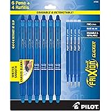 Pilot Frixion Erasable Pens - 6 Pack of Blue Ink Pens + 4 Bonus Refills - Frixion Clicker Erasable Pens Retractable Gel Ink P