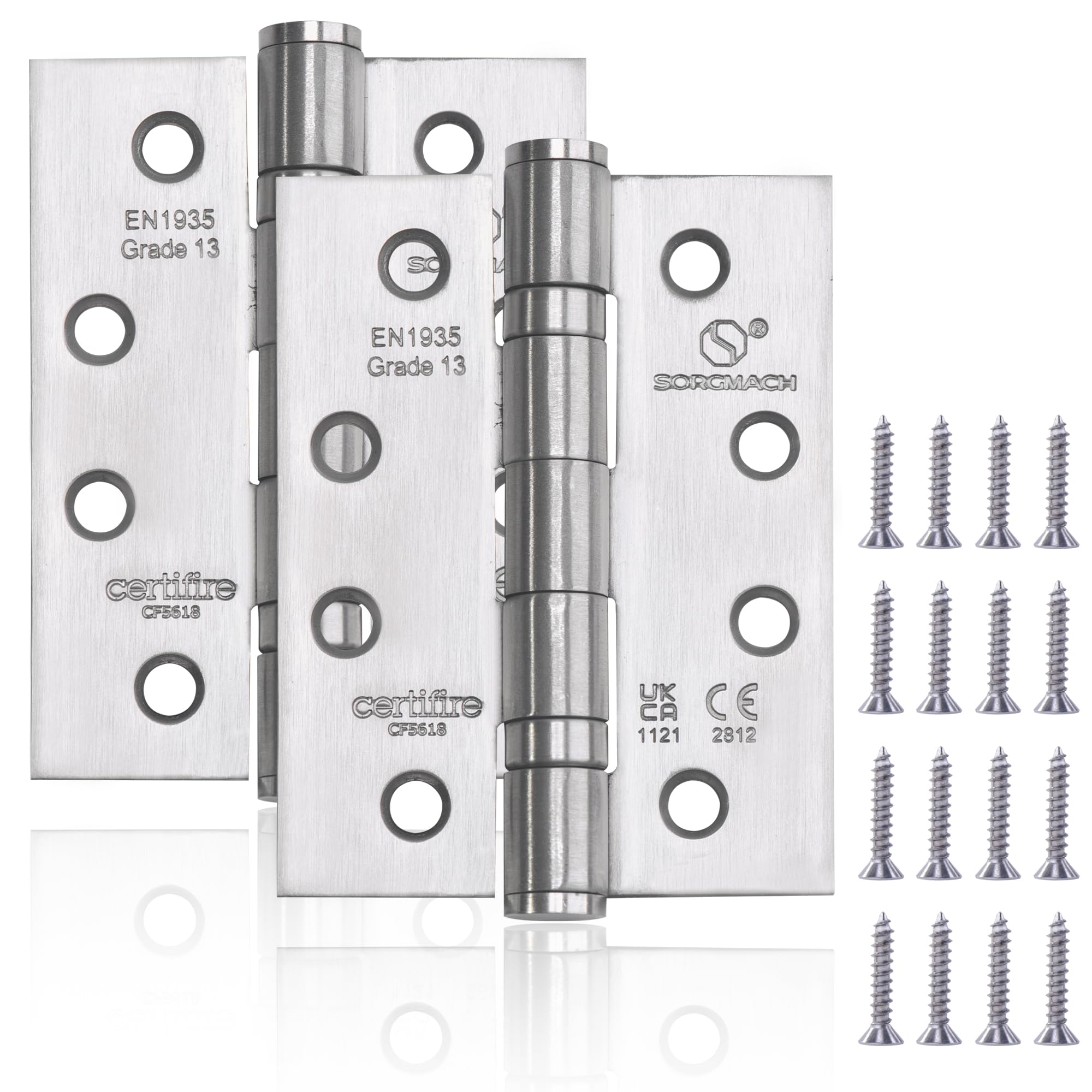 201 Stainless Steel Hinges - 4 inch(100 x 75 x 3 mm) Heavy Duty External Door Hinges for Wood