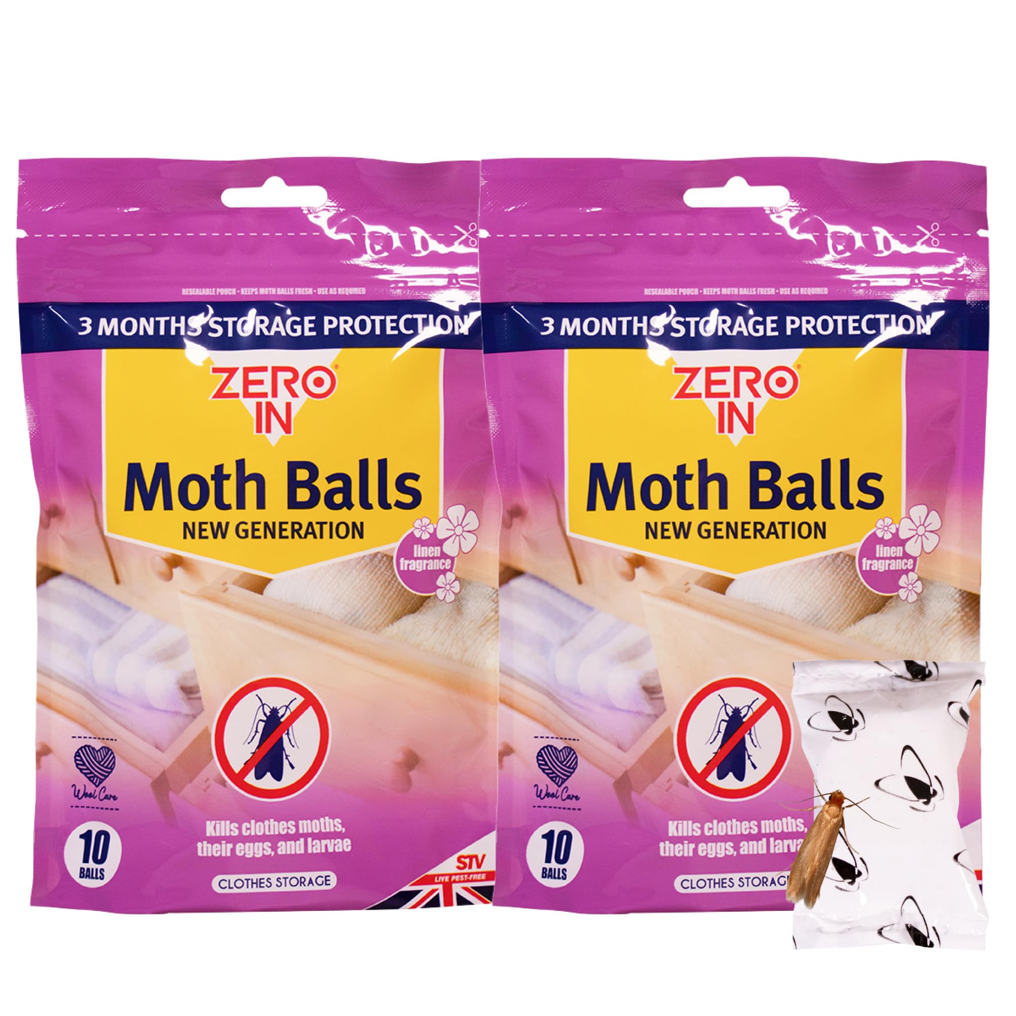 Zero In AMZ436 Moth Balls 10 Pack x2, Mulicolour