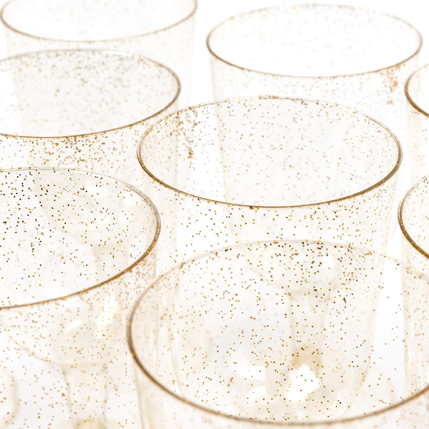 MATANA 50 Premium Plastic Wine Glasses with Gold Glitter (180ml), Reusable Hard Plastic Wine Cups for Cocktails Dessert - Image 5