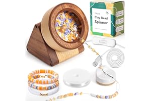 Tilhumt Wooden Clay Bead Spinner, Electric Bead Spinner for Jewelry Making, Fast Automatic Bracelet Spinner with 2 Needles and 1 Thread for Waist, Necklace, DIY Craft (Patent Protection)
