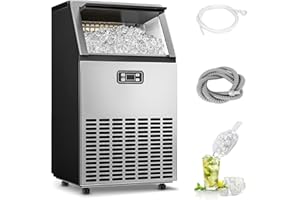 ICEVIVAL Commercial Ice Maker Machine, 100lbs/Daily Ice Production Under Counter Ice Maker, Self-Cleaning, Timer Stainless Ice Machine with 33lbs Ice Storage, Ideal for School, Home, Bar, RV