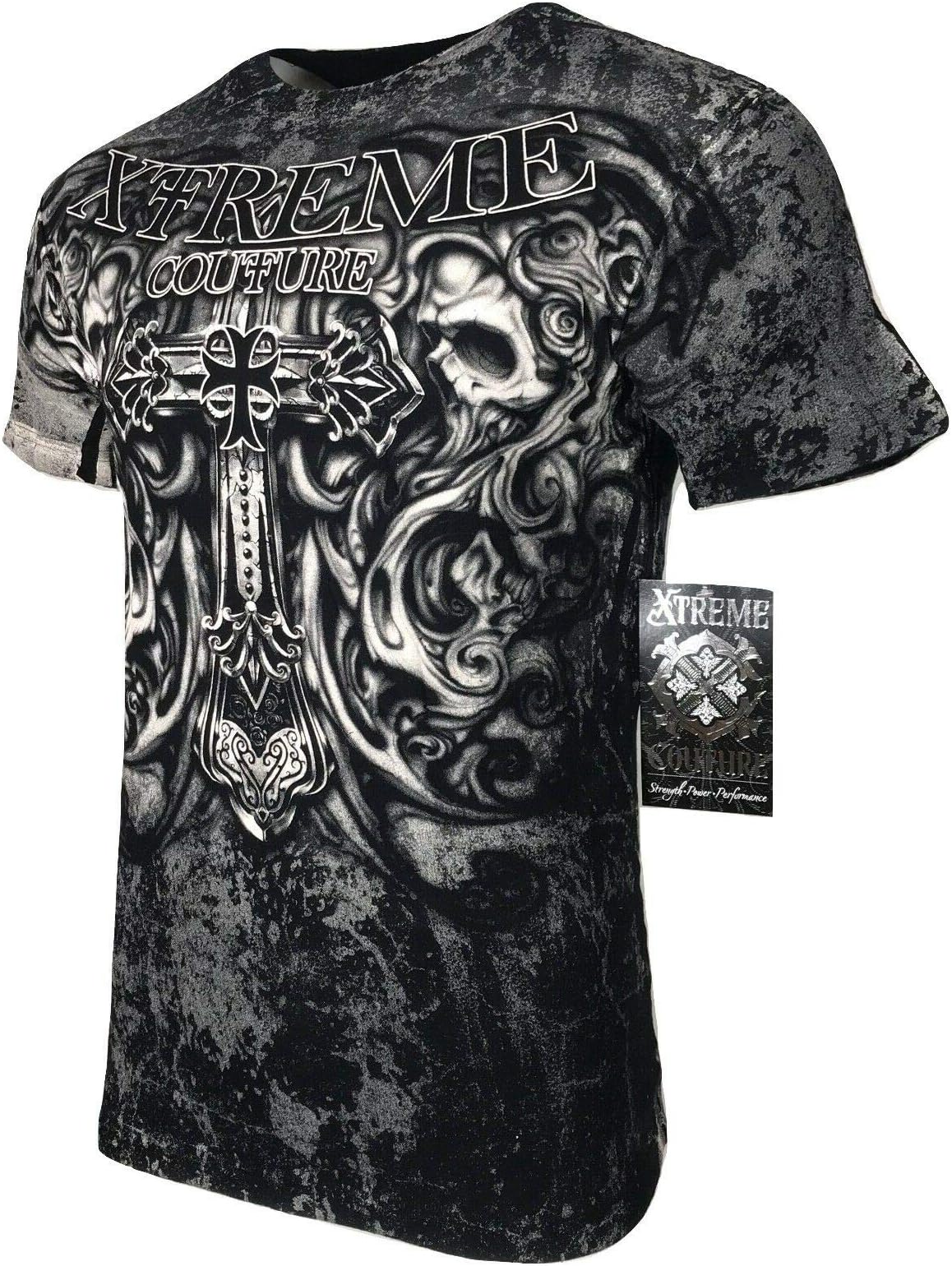by Affliction Men T-Shirt Hades Skulls Biker MMA Gym S-4X $40