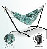 VonHaus Hammock with Stand Freestanding 2 Person Steel Frame Leaf Print view 8