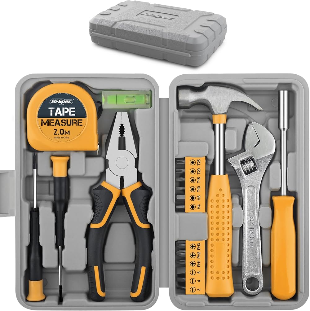 Hi-Spec Yellow 20pc Tool Kit Compact Book-Size Home DIY Office