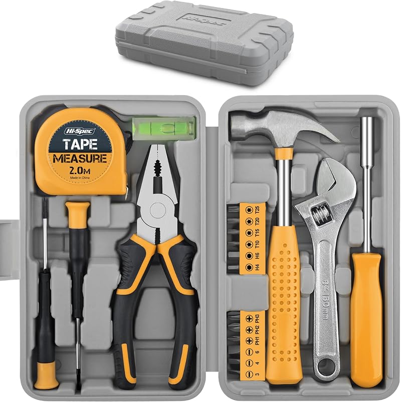 Hi-Spec Yellow 20pc Tool Kit Compact Book-Size Home DIY Office