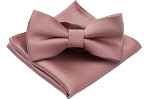 BEWDIO Bow Ties for Boys Pre Tied Toddler Bow Tie Adjustable Kids Bowties with Pocket Square Set for Wedding Party